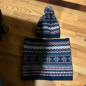 Patterned Knit Beanie and Scarf Set